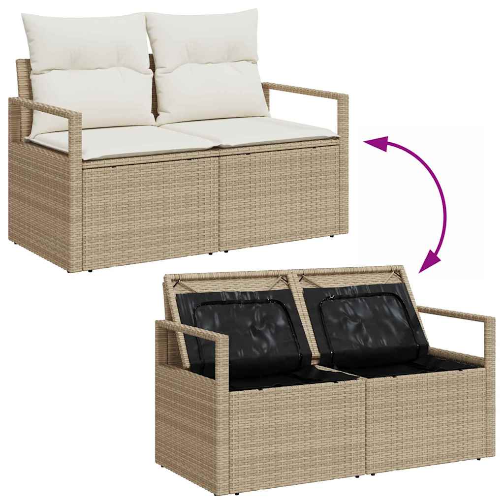 Sofa Sæt med pude 7 pcs Beige og creme polyrattan