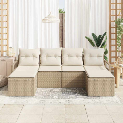 Sofa Sæt 6 stk. Beige og creme polyrattan