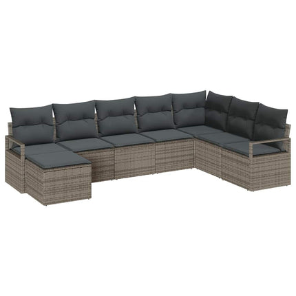 Sofa Sæt med pude med opbevaring 8 pcs Grå polyrattan