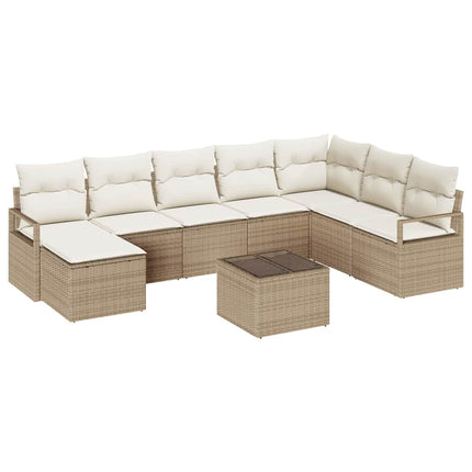 Sofa Sæt 9 stk. Beige og creme polyrattan