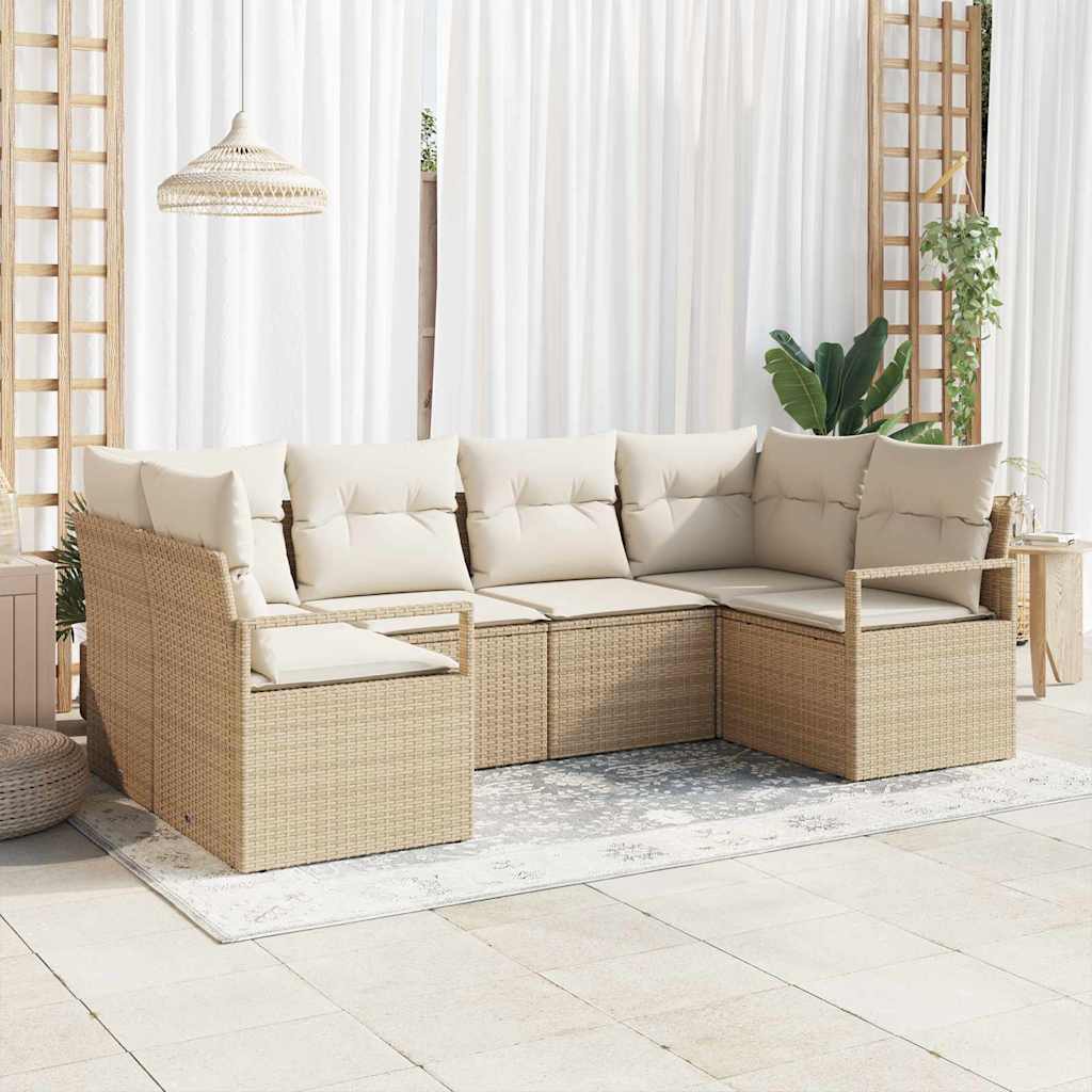 Havesofa Sæt med pude med opbevaring 6 pcs Beige og creme