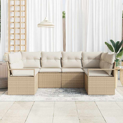Havesofa Sæt 6 stk. Beige og hvid polyrattan