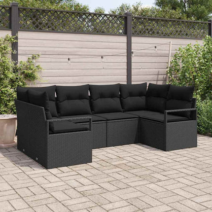 Havesofa Sæt 6 stk. Sort polyrattan