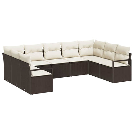 Havesofa Sæt 9 stk. Brun og hvid polyrattan