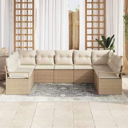 Havesofa Sæt 9 stk. Beige og hvid polyrattan