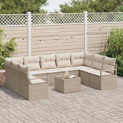 Havesofa Sæt 10 stk. Beige og creme polyrattan
