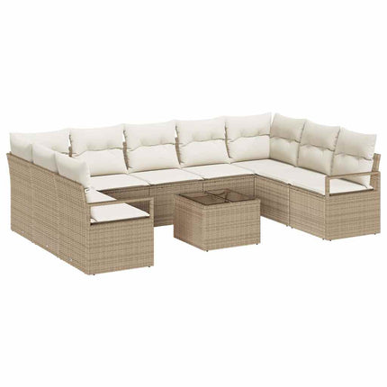 Havesofa Sæt 10 stk. Beige og creme polyrattan
