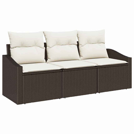 Havesofa Sæt 3 stk. Brun og hvid polyrattan