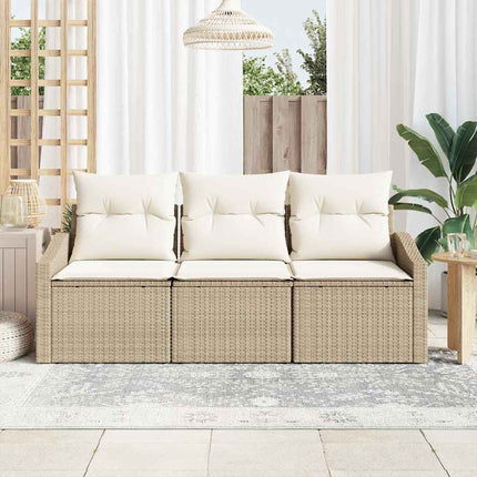 Havesofa Sæt 3 stk. Beige og hvid polyrattan