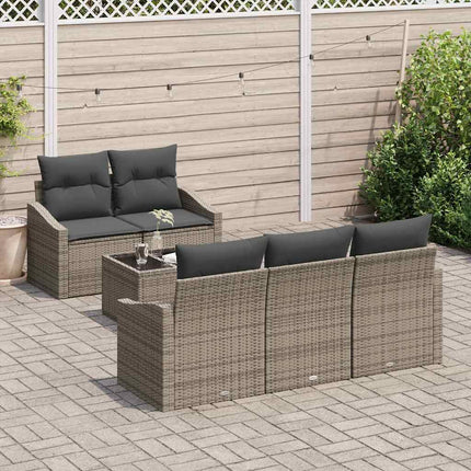 Sofa Sæt med pude med opbevaring 6 pcs Grå polyrattan
