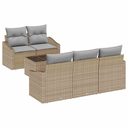 Sofa Sæt 6 stk. Beige og grå polyrattan