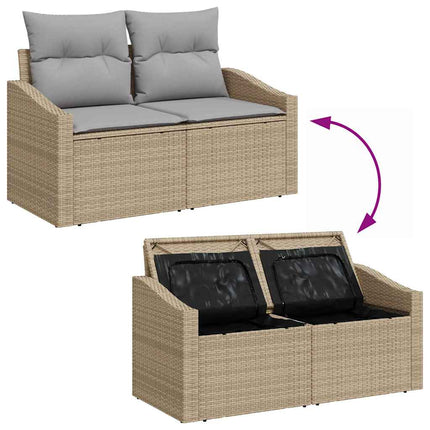 Sofa Sæt 6 stk. Beige og grå polyrattan