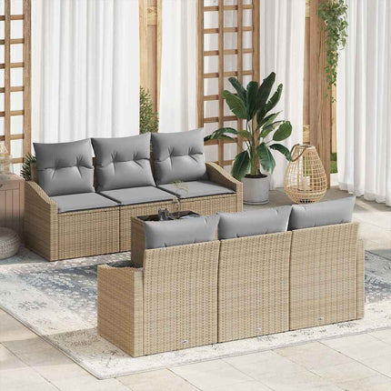 Sofa Sæt 7 stk. Beige og grå polyrattan