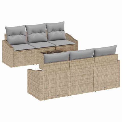 Sofa Sæt 7 stk. Beige og grå polyrattan