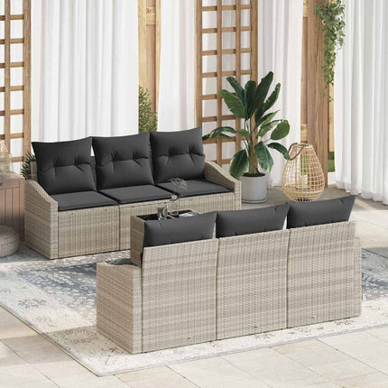 Sofa Sæt 7 stk. Lysegrå og mørkegrå polyrattan