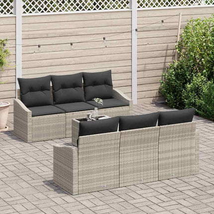 Sofa Sæt 7 stk. Lysegrå og mørkegrå polyrattan