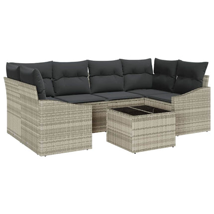 Sofa Sæt 7 stk. Lysegrå og mørkegrå polyrattan