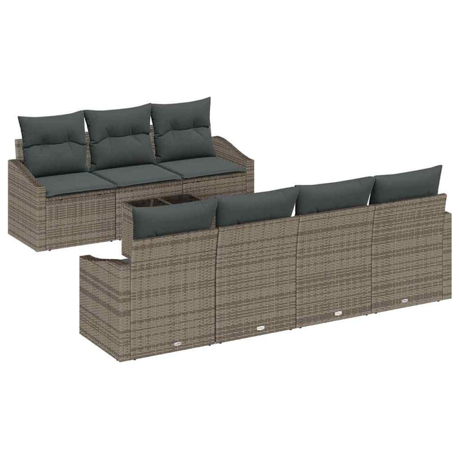 Sofa Sæt med pude med opbevaring 8 pcs Grå polyrattan
