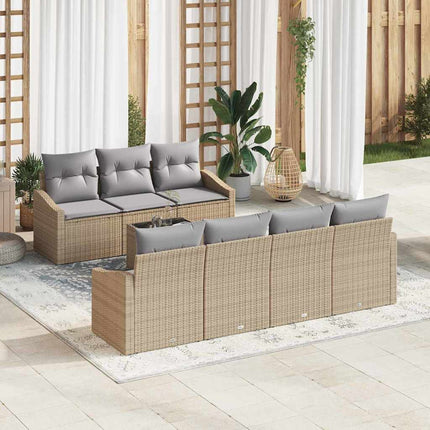 Sofa Sæt 8 stk. Beige og grå polyrattan