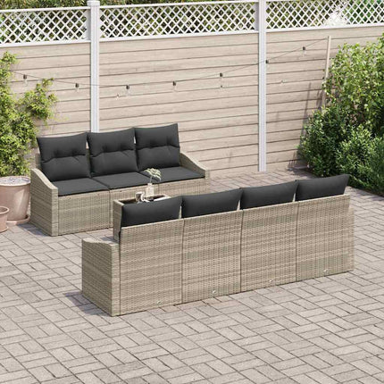 Sofa Sæt 8 stk. Lysegrå og mørkegrå polyrattan