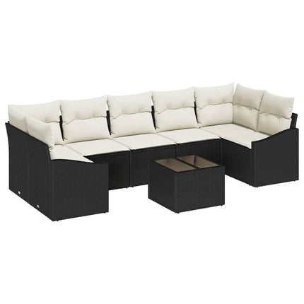 Sofa Sæt 8 stk. Sort og Cream polyrattan