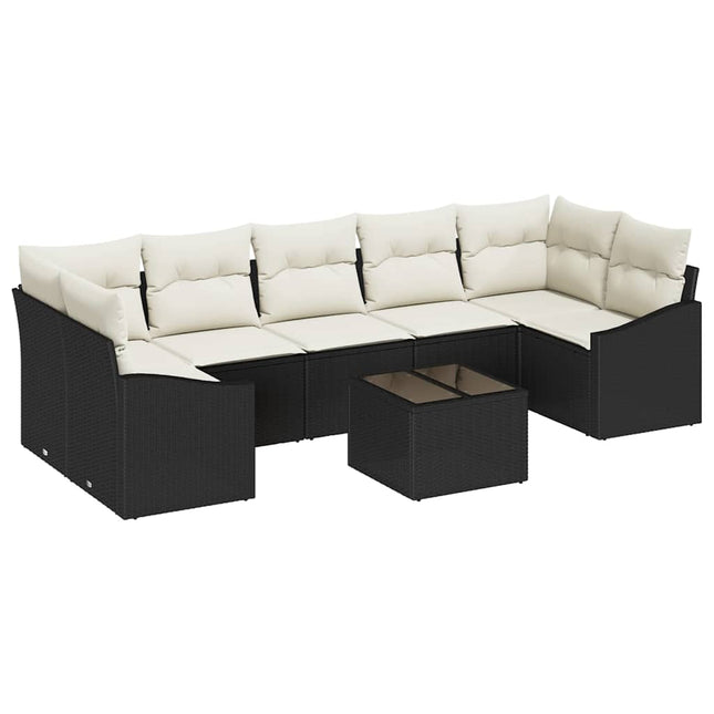 Sofa Sæt med pude med opbevaring 8 pcs Sort og Cream polyrattan