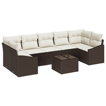 Sofa Sæt 8 stk. Brun og Creme polyrattan