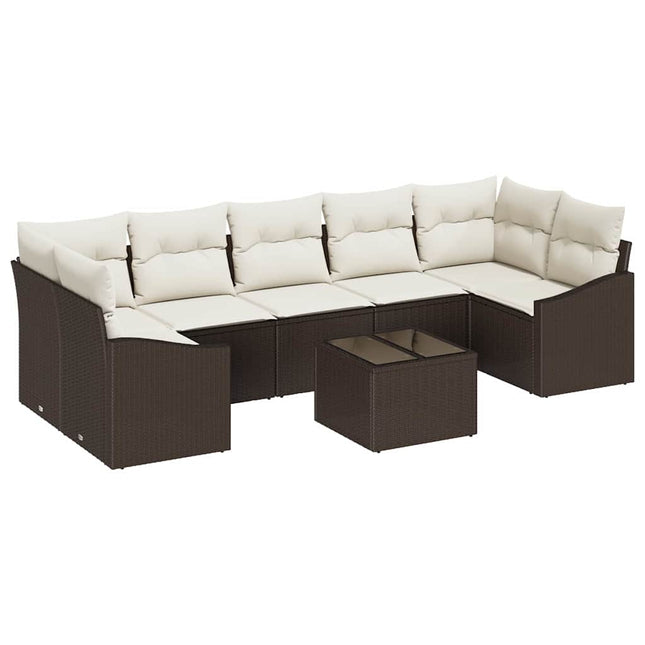 Sofa Sæt med pude med opbevaring 8 pcs Brun og Creme polyrattan