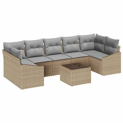 Sofa Sæt 8 stk. Beige og grå polyrattan