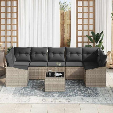 Sofa Sæt 8 stk. Lysegrå og mørkegrå polyrattan