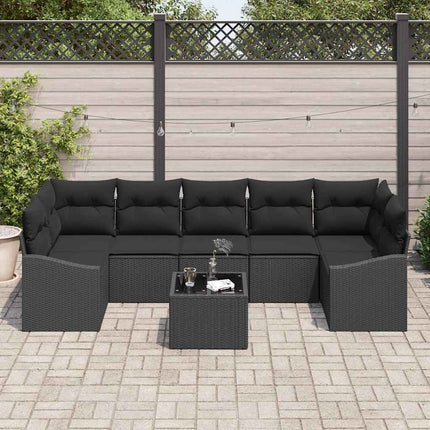 Sofa Sæt med pude med opbevaring 8 pcs Sort polyrattan
