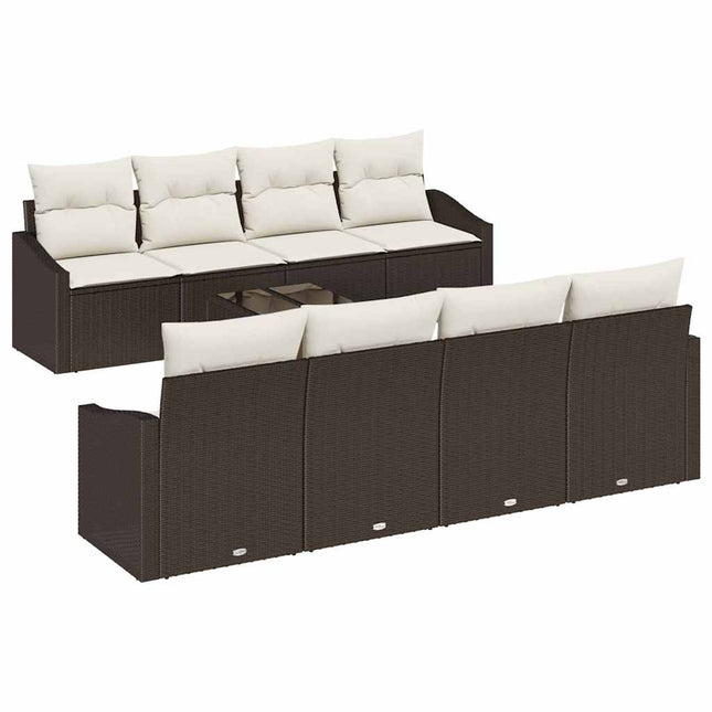 Sofa Sæt med pude med opbevaring 7 pcs Brun og Creme polyrattan