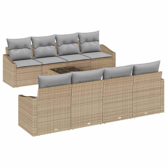 Sofa Sæt med pude med opbevaring 7 pcs Beige og grå polyrattan