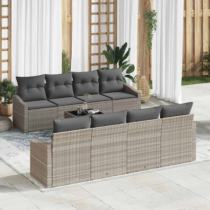 Sofa Sæt med pude 7 pcs Lysegrå og mørkegrå polyrattan