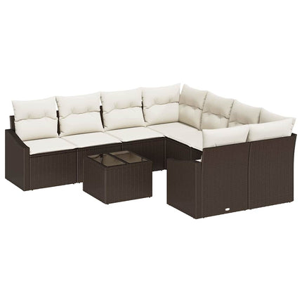 Sofa Sæt 9 stk. Brun og Creme polyrattan