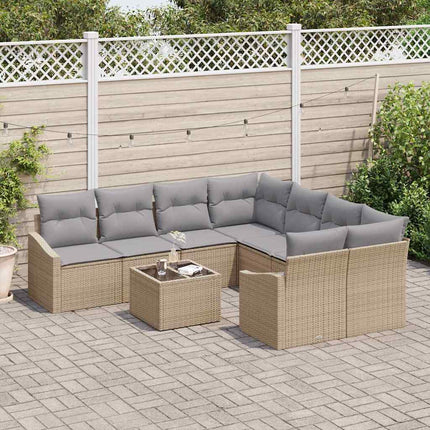 Sofa Sæt 9 stk. Beige og grå polyrattan