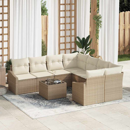 Sofa Sæt med pude 9 pcs Beige og creme polyrattan