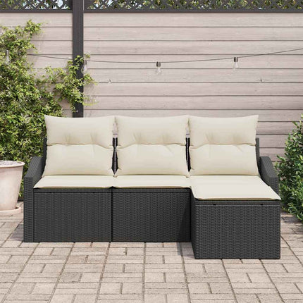 Sofa Sæt 4 stk. Sort og Cream polyrattan