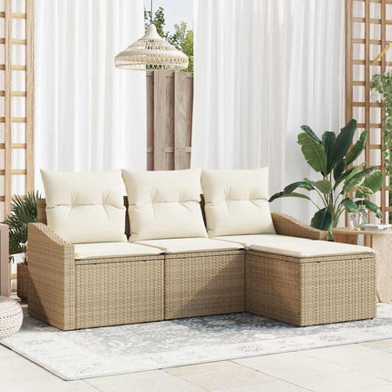 Sofa Sæt 4 stk. Beige og creme polyrattan