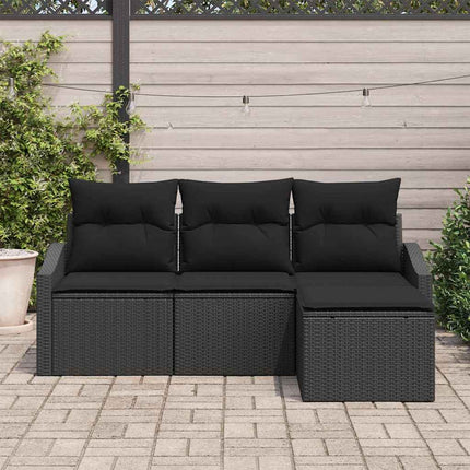 Sofa Sæt 4 stk. Sort polyrattan