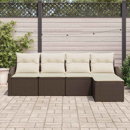 Sofa Sæt 5 stk. Brun og Creme polyrattan