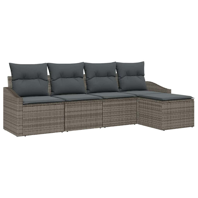 Sofa Sæt med pude med opbevaring 5 pcs Grå polyrattan