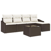 Sofa Sæt med pude med opbevaring 6 pcs Brun og Creme polyrattan