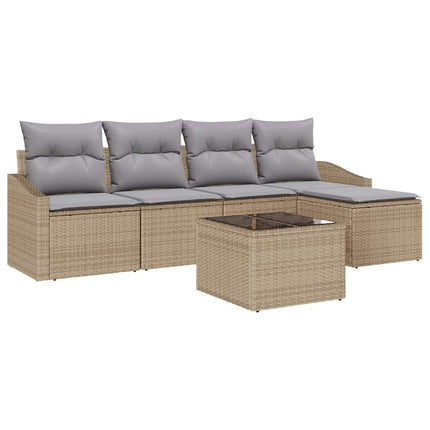 Sofa Sæt med pude 6 pcs Beige og lys grå polyrattan