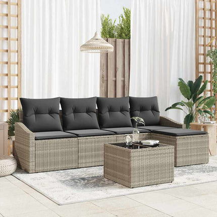 Sofa Sæt 6 stk. Lysegrå polyrattan