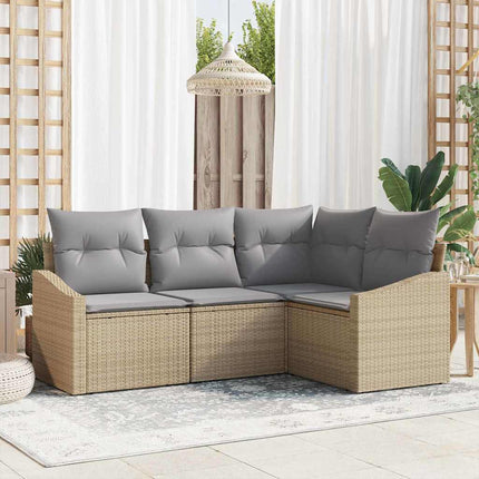 Havesofa Sæt 4 stk. Beige og lys grå polyrattan