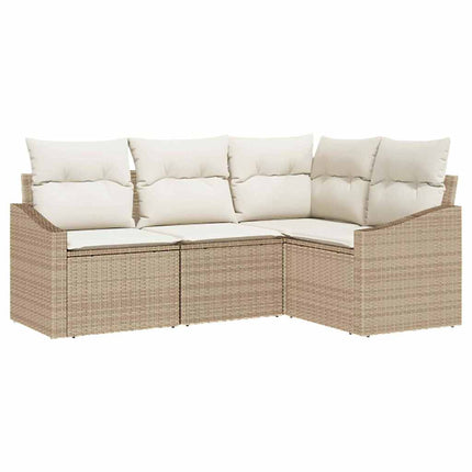 Havesofa Sæt 4 stk. Beige og hvid polyrattan