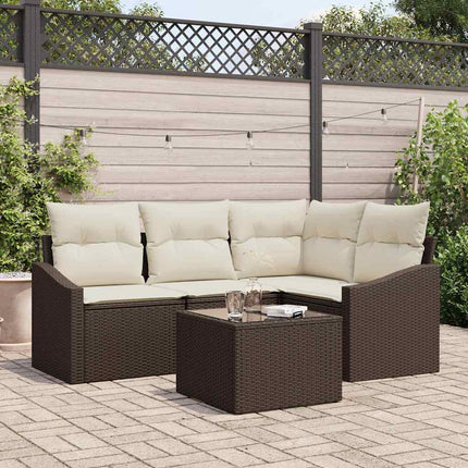 Havesofa Sæt 5 stk. Brun og Creme polyrattan