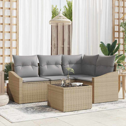 Havesofa Sæt 5 stk. Beige og lys grå polyrattan