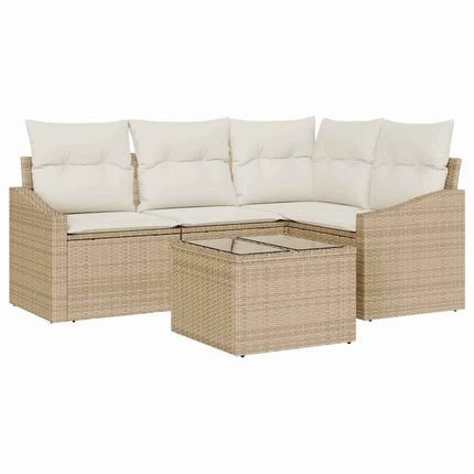 Havesofa Sæt 5 stk. Beige og creme polyrattan